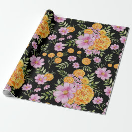 Oktober Geburtmonat Blume Marigold Cosmos Geschenkpapier