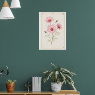 Oktober-Geburtsblumen-Wandkunst-Druck, Cosmos-Druc Poster