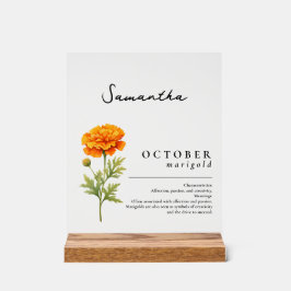 Oktober Geburtsmonat Blume Marigold Personalisiert Acrylschild