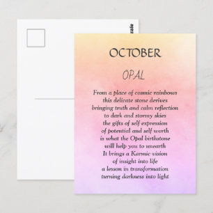 Oktober Geburtstags-Birthstone Opal Postkarte