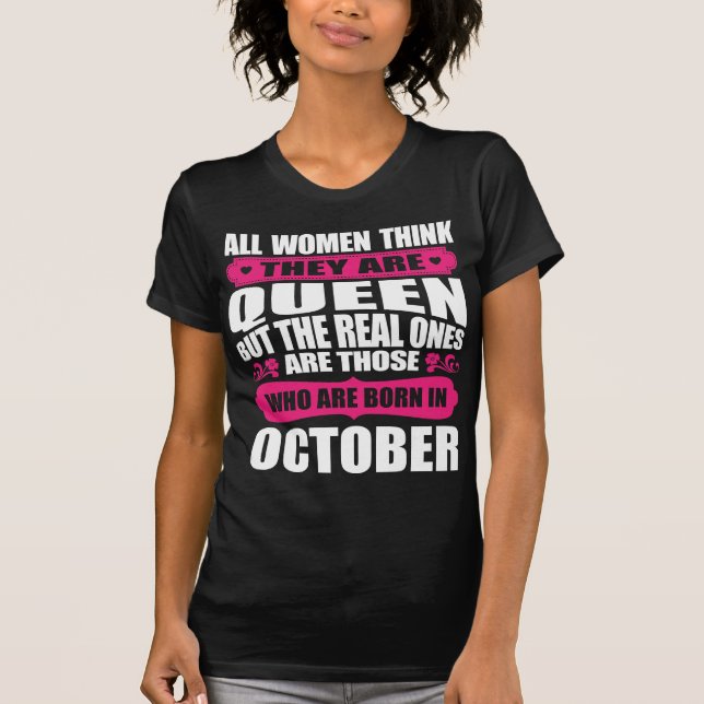 Oktober-Geburtstags-Frau T-Shirt (Vorderseite)