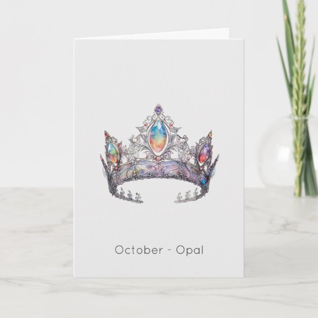 Oktober Geburtstagskarte Opal Crown Karte (Vorderseite)
