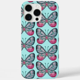 Oktober Glasswing Aquamarin Butterfly Pattern iPhone 16 Pro Max Hülle