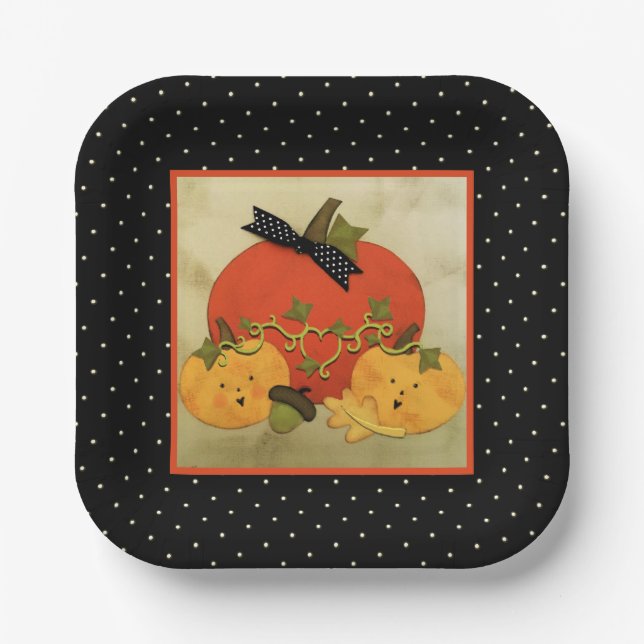 Oktober Halloween-Brautparty Pappteller (Vorderseite)