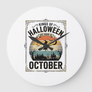 Oktober Halloween Geburtstag Vintage Hexen-Shirt D Große Wanduhr
