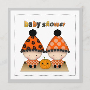 Oktober Halloween Herbst Twins Kinderdusche Einladung