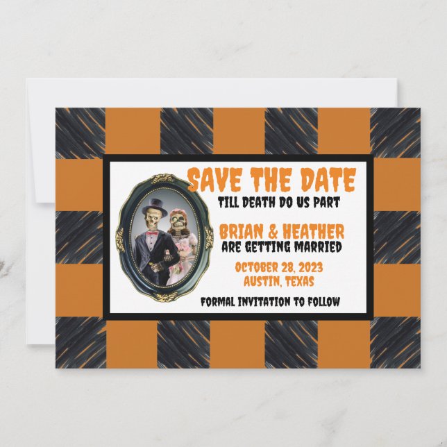 Oktober Halloween Wedding Save the Date Einladung (Vorderseite)