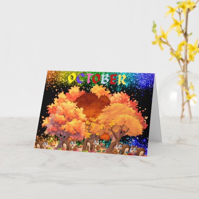 Oktober Herbstkarte Karte (Gelbe Blume)