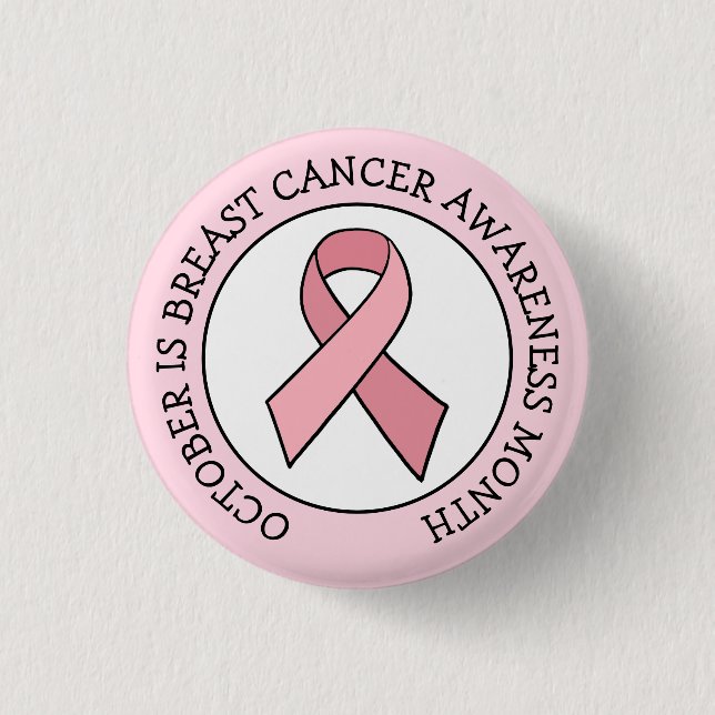 Oktober ist Brustkrebs-Aufklärungsmonat Button (Vorderseite)