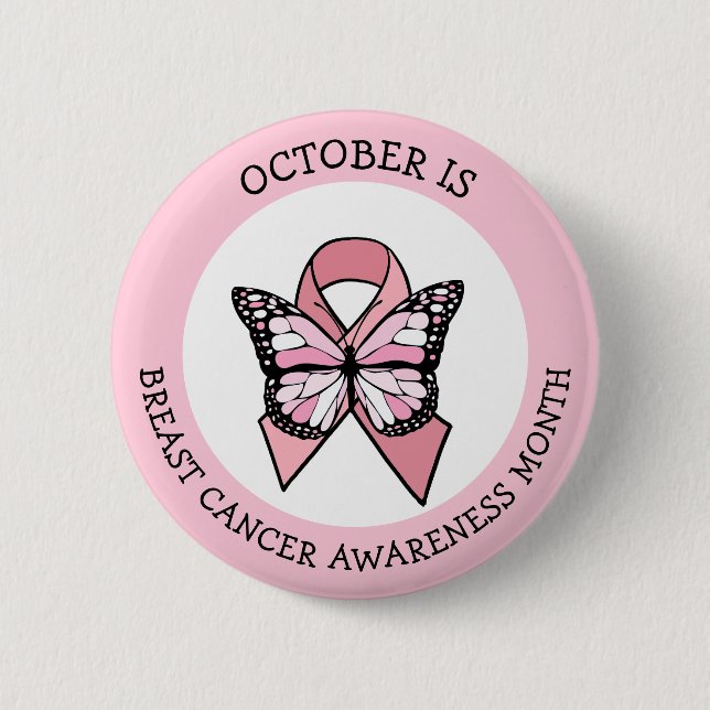 Oktober ist Brustkrebs-Aufklärungsmonat Button (Vorderseite)