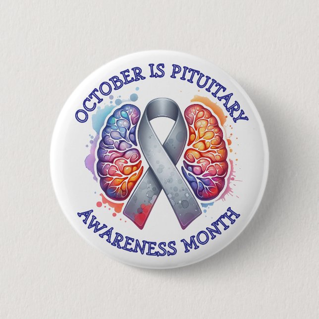 Oktober ist der Monat der Pituitären Bewusstseinsb Button (Vorderseite)