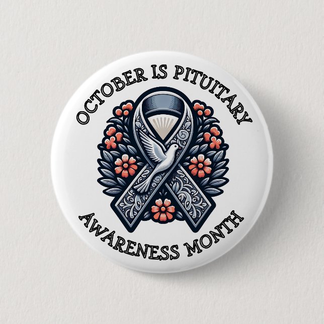 Oktober ist der Monat der Pituitären Bewusstseinsb Button (Vorderseite)