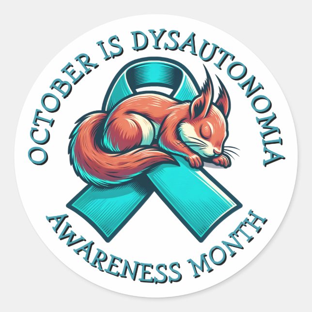 Oktober ist Dysautonomie Aufklärungsmonat Runder Aufkleber (Vorderseite)
