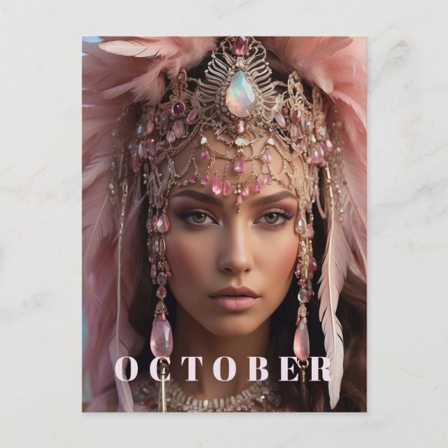*~ OKTOBER Kopfschmuck TOURMALIN  OPAL AP53 Postkarte (Vorderseite)