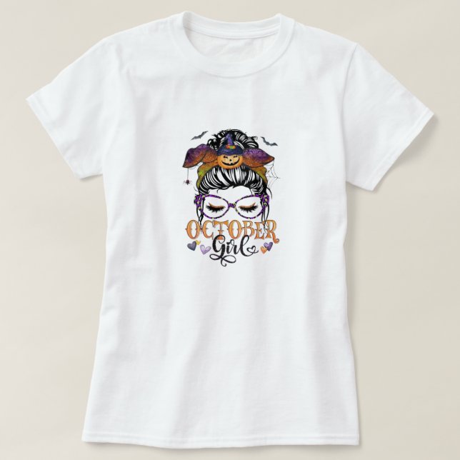 Oktober-Mädchen T-Shirt (Design vorne)