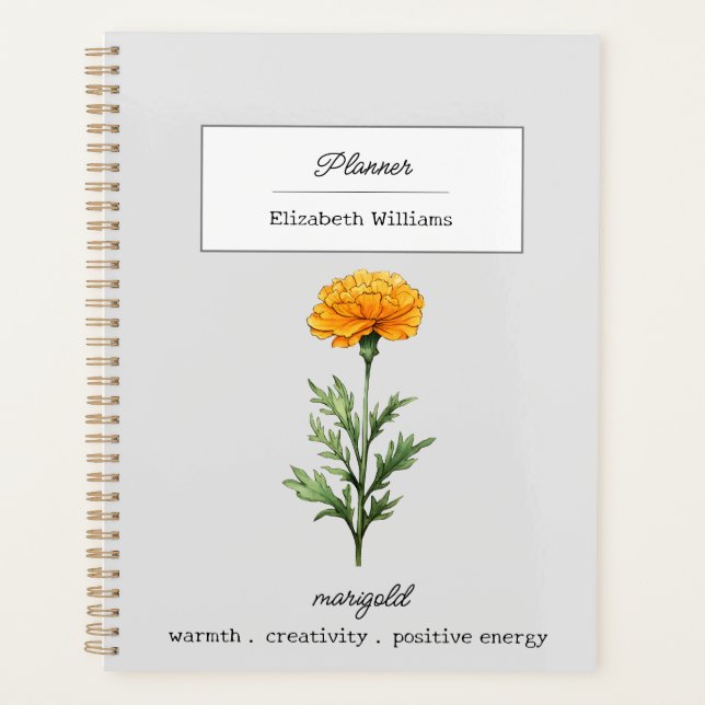 OKTOBER MARIGOLD GEBURT BLUME PERSONALISIERT PLANER (Vorderseite)