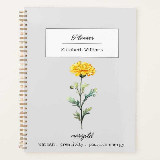 OKTOBER MARIGOLD GEBURT BLUME PERSONALISIERT PLANER (Vorderseite)