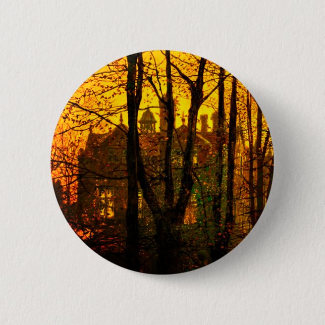 Oktober Nachglow John Atkinson Grimshaw Button (Vorderseite)