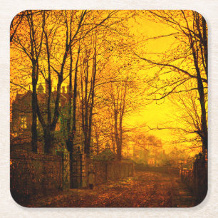 Oktober Nachglow John Atkinson Grimshaw Rechteckiger Pappuntersetzer