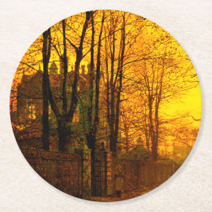 Oktober Nachglow John Atkinson Grimshaw Runder Pappuntersetzer