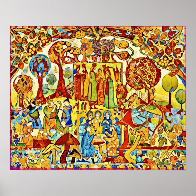 Oktober Naive Folk Art Herbst Celebration Poster (Vorne)