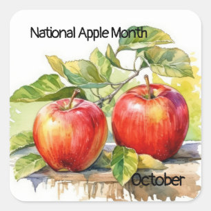 Oktober National Apple Monat Quadratischer Aufkleber