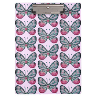 Oktober Pink Glasswing Butterfly Design Klemmbrett