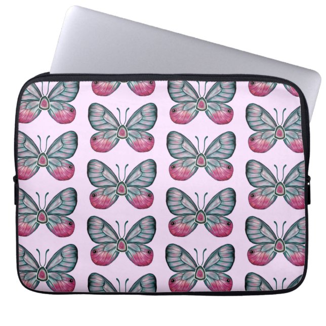 Oktober Pink Glasswing Butterfly Design Laptopschutzhülle (Vorderseite)