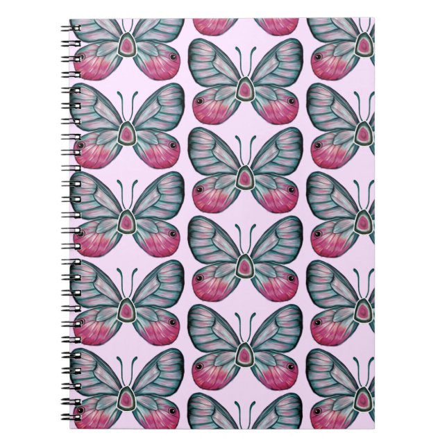 Oktober Pink Glasswing Butterfly Design Notizblock (Vorderseite)