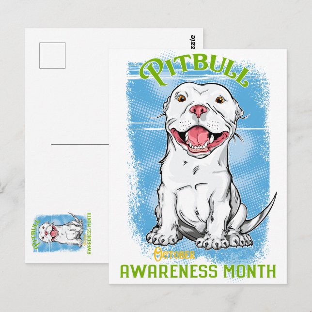 Oktober, Pitbull Awareness Month T - Shirt Lebensm Postkarte (Vorne/Hinten)