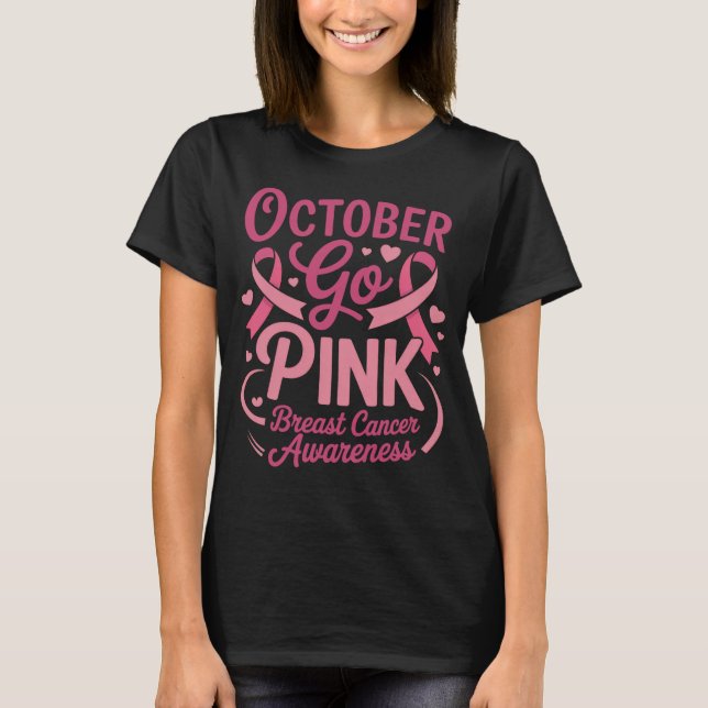 Oktober - Rosa Brustkrebs-Bewusstsein Monat Gra T-Shirt (Vorderseite)