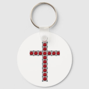 Oktober-Rubin-Kreuz Schlüsselanhänger