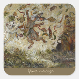 Oktober Spaß Whimsische Herbstwaldtiere Quadratischer Aufkleber