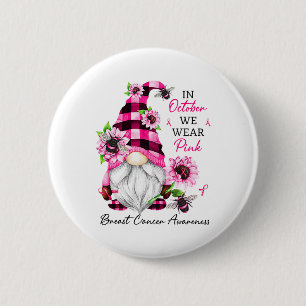 Oktober tragen wir ein pinkfarbenes Brustkrebs-Bew Button