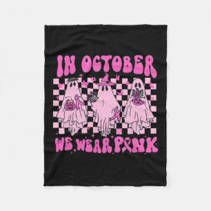 Oktober tragen wir Pink Ghost Groovy Brustkrebs Ha Fleecedecke