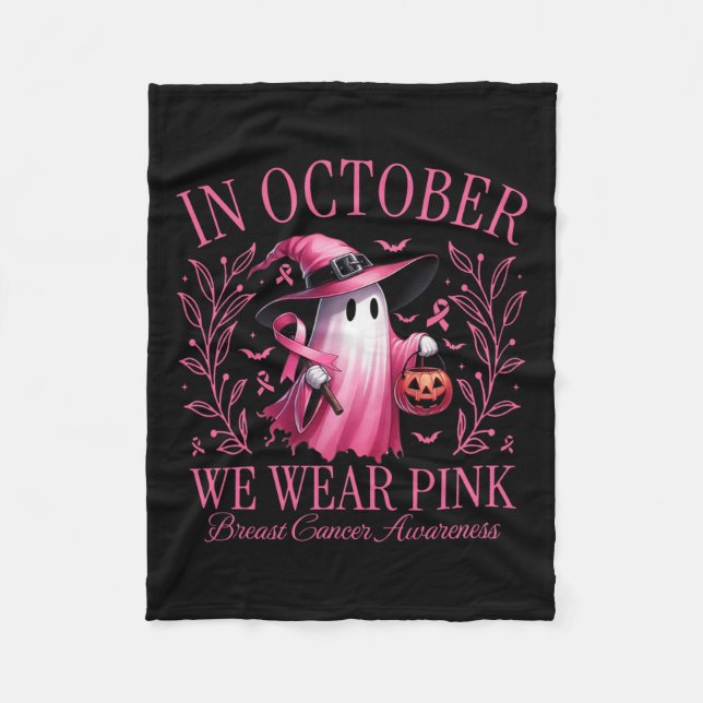 Oktober tragen wir Pink Ghost Hexe Brustkrebs Awa Fleecedecke (Vorderseite)