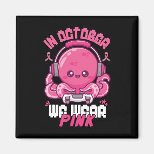 Oktober tragen wir rosa Brustkrebs Gaming Kids Boy Magnet