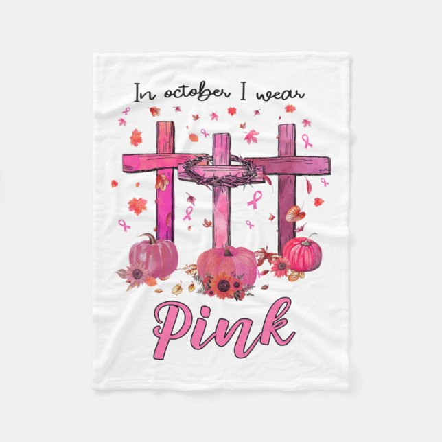 Oktober tragen wir rosa Christliches Brustkrebs-Aw Fleecedecke (Vorderseite)