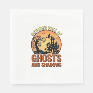 Oktober Voll Geister Schatten Spukhaus Hexe Ha Serviette