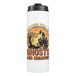 Oktober Voll Geister Schatten Spukhaus Hexe Ha Thermosbecher