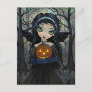 Oktober-Wälder-Gotischer-Vampir-Halloween-Grußkart Postkarte