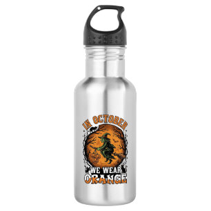 Oktober Wir Tragen Orange Fliegende Hexe Kürbisse Edelstahlflasche