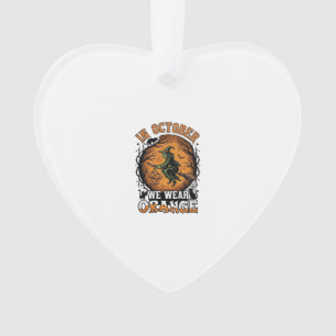 Oktober Wir Tragen Orange Fliegende Hexe Kürbisse Ornament
