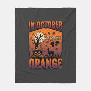 Oktober Wir tragen orange Halloween-Kürbis-Llama-S Fleecedecke