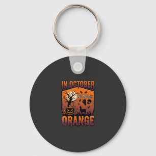 Oktober Wir tragen orange Halloween Kürbis Llama S Schlüsselanhänger
