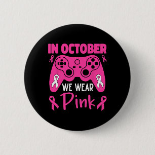 Oktober Wir tragen Pink Breast Cancer Gaming Kids  Button