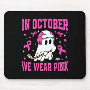 Oktober Wir tragen Pink Ghost Hockey Brustkrebs Mousepad