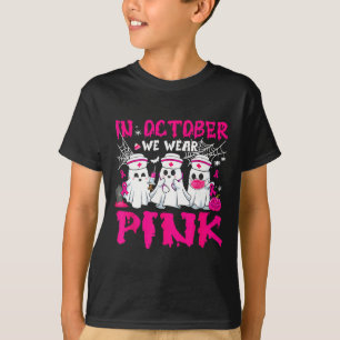 Oktober Wir tragen Pink Nurse Ghost Halloween Brus T-Shirt