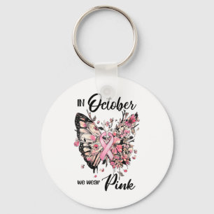Oktober Wir Tragen Rosa Band Brustkrebsbewusstsein Schlüsselanhänger