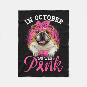 Oktober Wir tragen rosa Brustkrebs Englisch Bulldo Fleecedecke